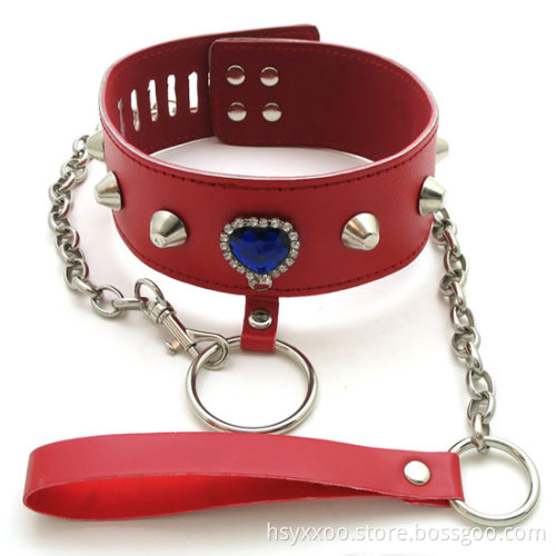 leather collar with whip for Slave Bondage Belt With Chains Can Lockable,Fetish Erotic Sex Products Adult Toys For Women And Men
